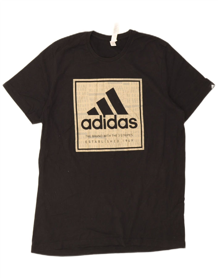 T-shirt grafica da uomo Adidas Top grande in cotone nero
