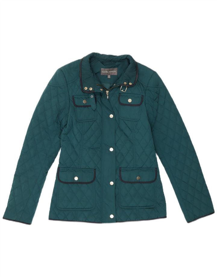 LAURA ASHLEY Womens Quilted Jacket UK 8 Small  Turquoise Polyester