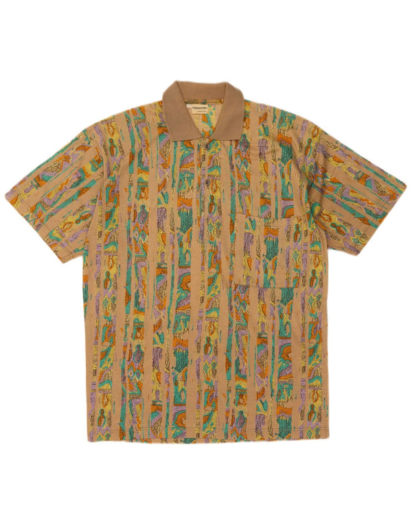 Polo da uomo Tobia System in cotone geometrico beige medio