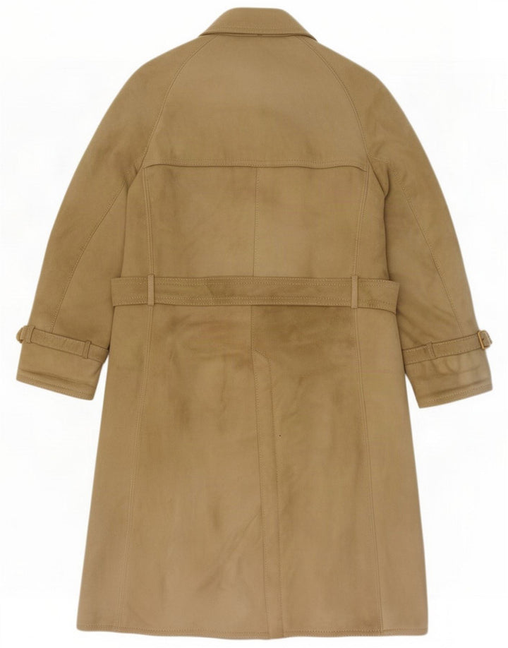 Cappotto vintage in pelle scamosciata da donna UK 14 Beige medio