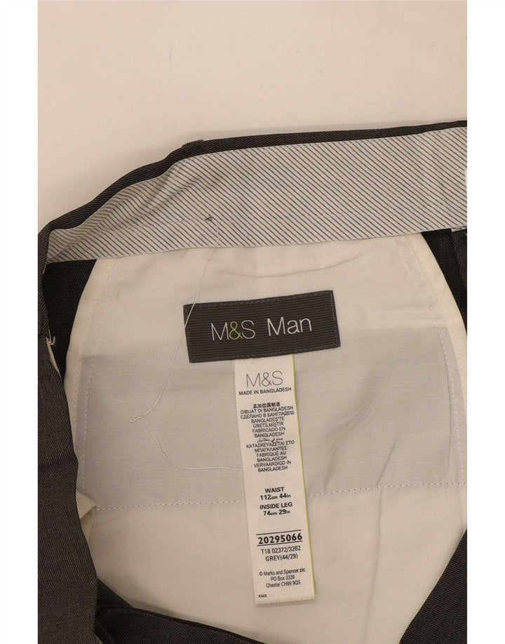 Pantaloni da abito dritti da uomo Marks & Spencer W44 L29 poliestere grigio