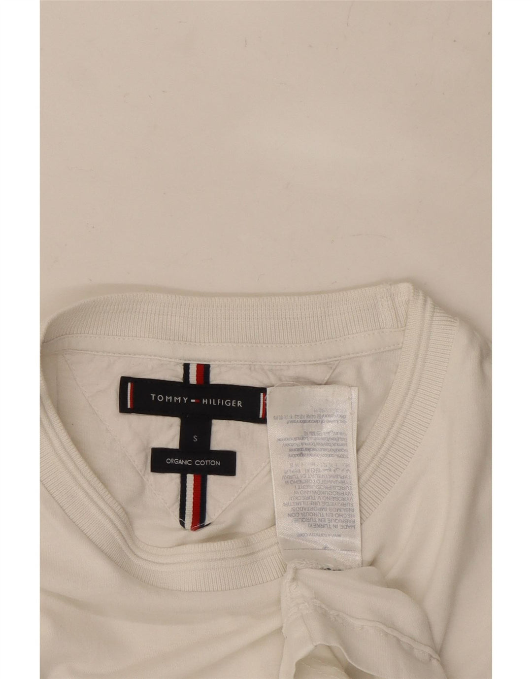 TOMMY HILFIGER T-shirt da donna Top UK 10 piccola cotone bianco