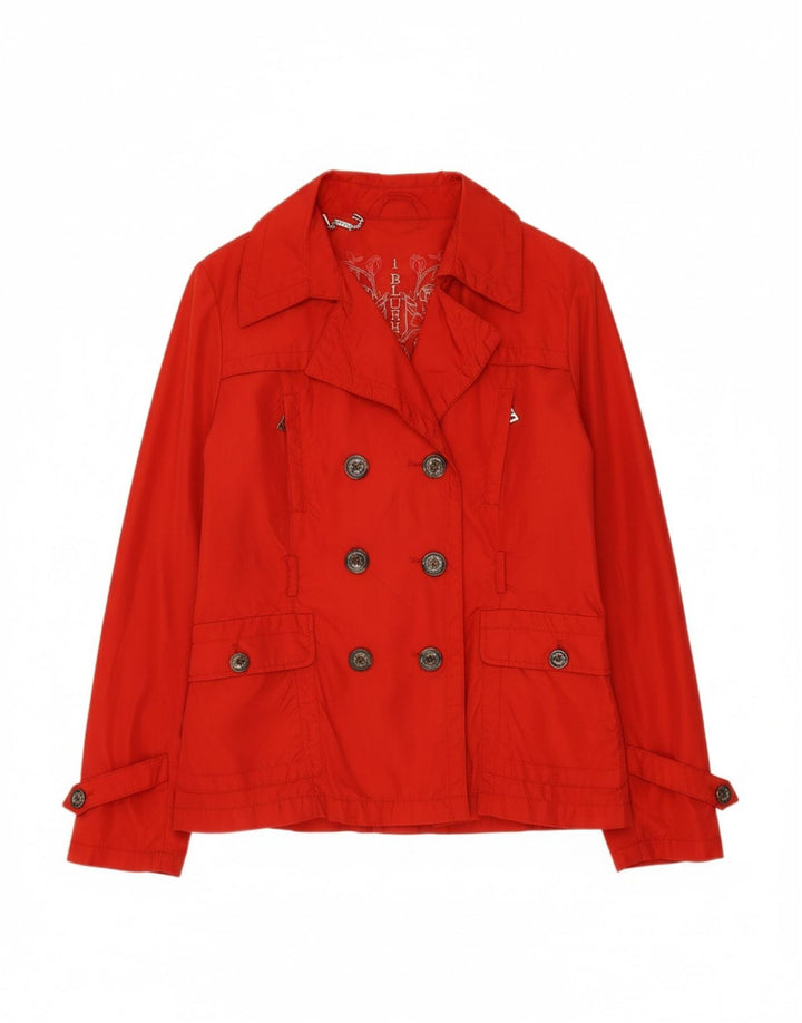I BLUES Womens Pea Coat UK 12 Medium  Red Polyamide