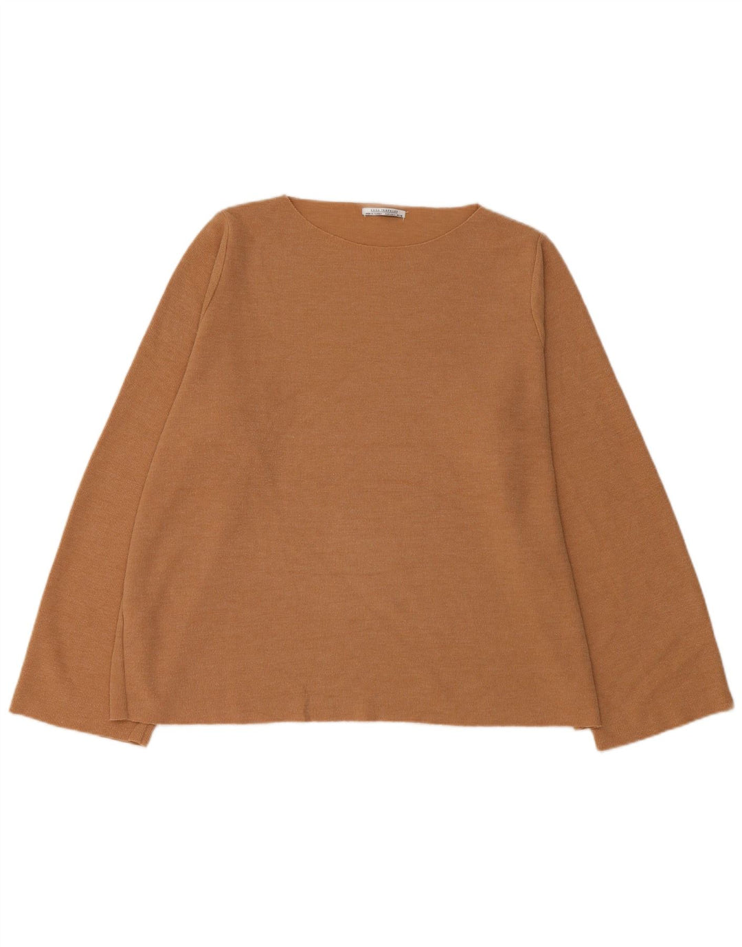 Top oversize da donna Zara a maniche lunghe UK 16 grande cotone marrone