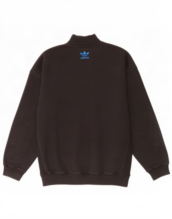 Felpa Adidas da uomo con zip e collo, maglione grande, cotone nero