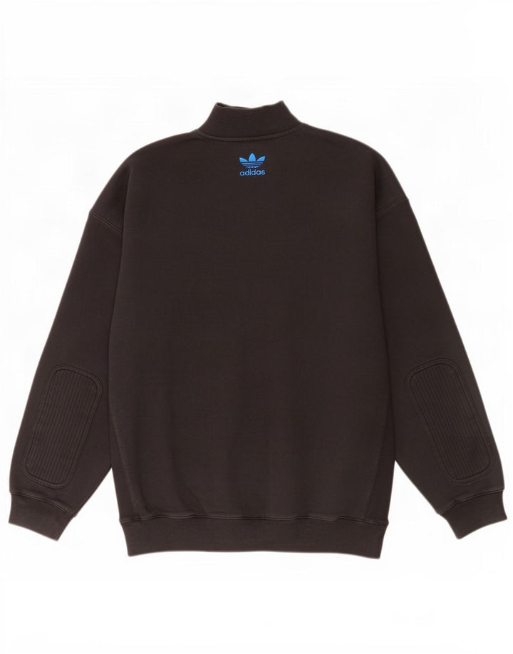Felpa Adidas da uomo con zip e collo, maglione grande, cotone nero