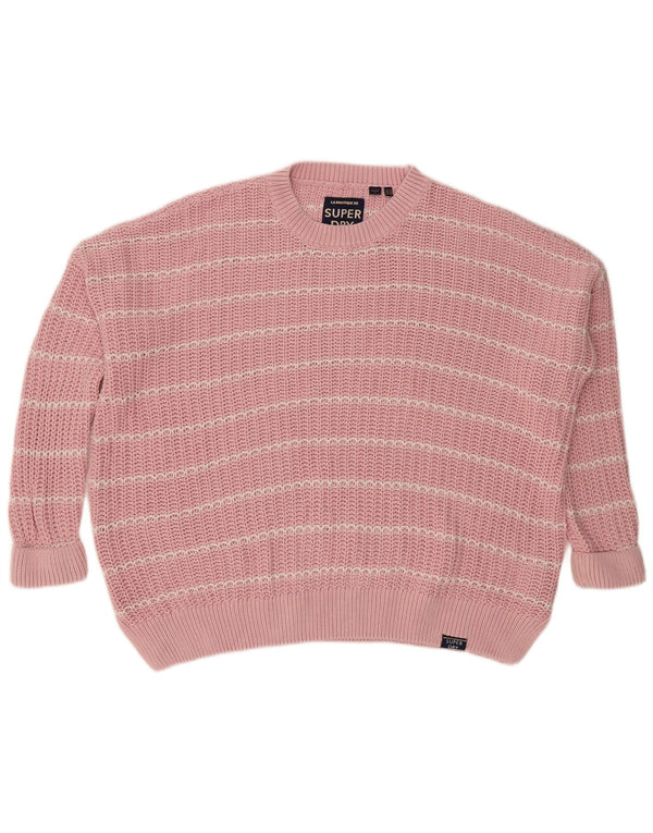 Maglione maglione girocollo oversize da donna Superdry UK 14 Large Pink Striped