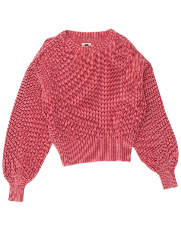 Maglione maglione con scollo a barca corto da donna Tommy Hilfiger UK 10 piccolo rosa