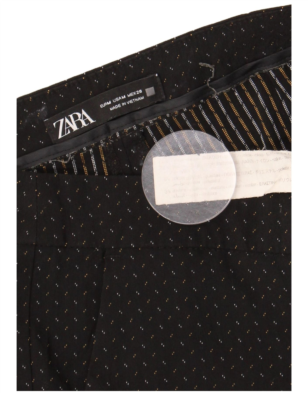Pantaloni chino slim da donna Zara medi W28 L27 viscosa maculata nera