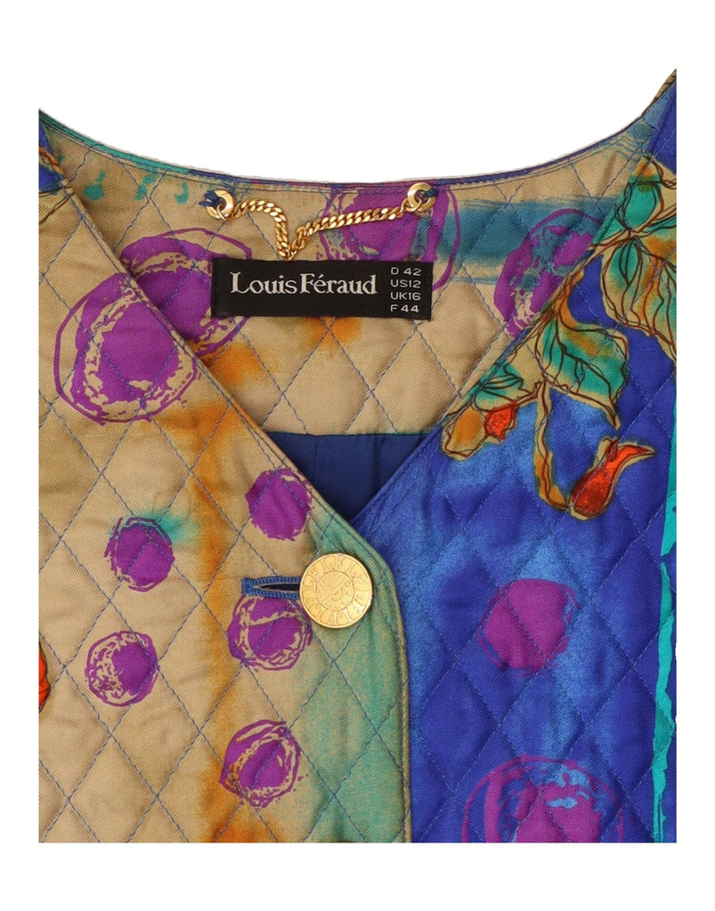LOUIS FERAUD Womens Quilted Jacket UK 16 Large Multicoloured Floral Silk Vintage Louis Feraud and Second-Hand Louis Feraud from Messina Hembry 