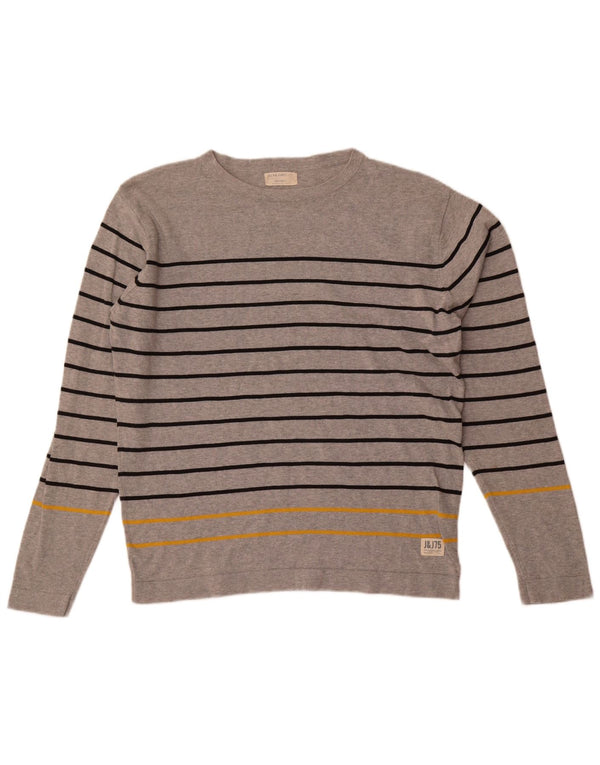 Jack & Jones Top da uomo a maniche lunghe 2XL in cotone a righe grigie
