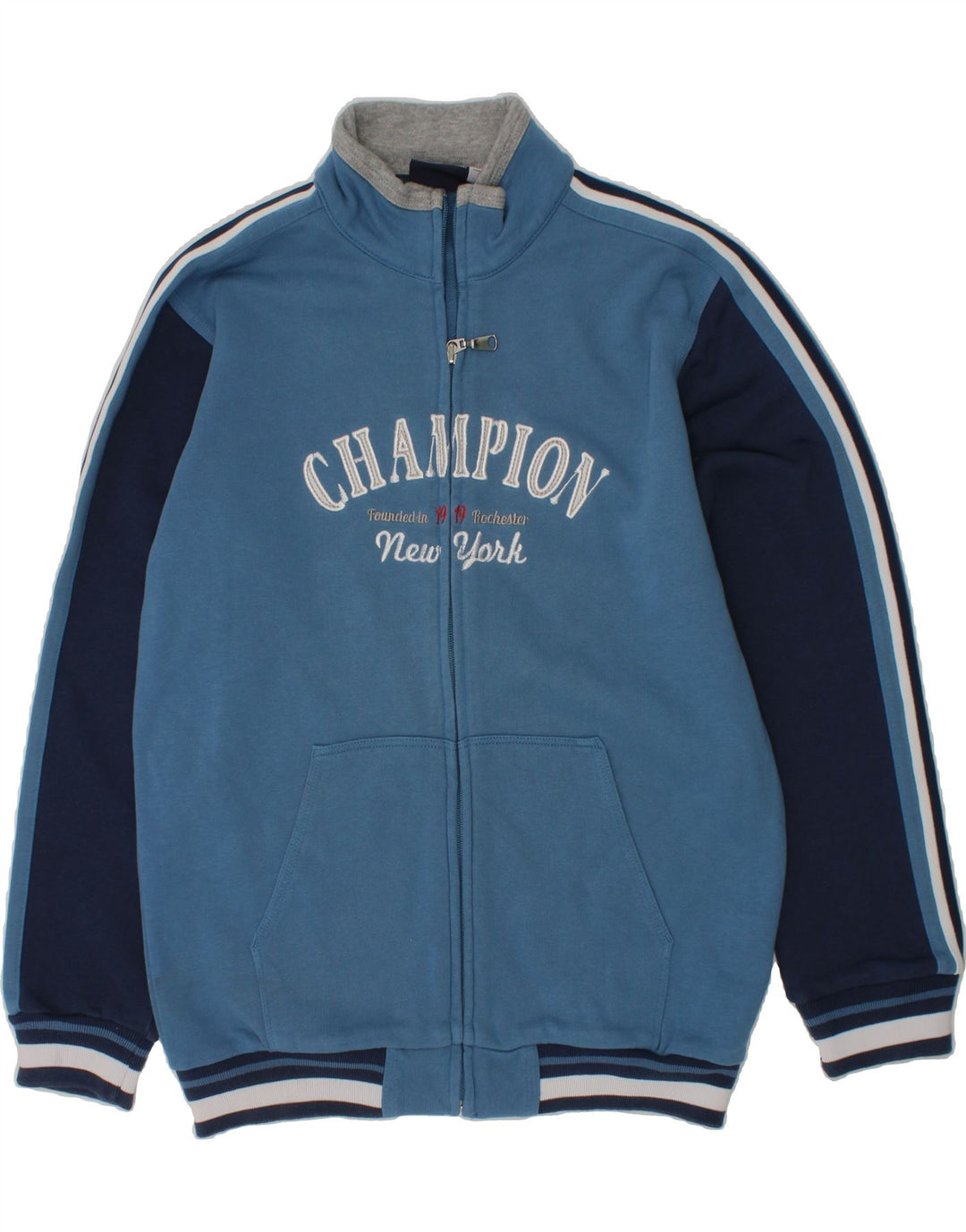 CHAMPION Boys Tracksuit Top Jacket 11-12 Years Large Blue Colourblock Vintage Champion and Second-Hand Champion from Messina Hembry 