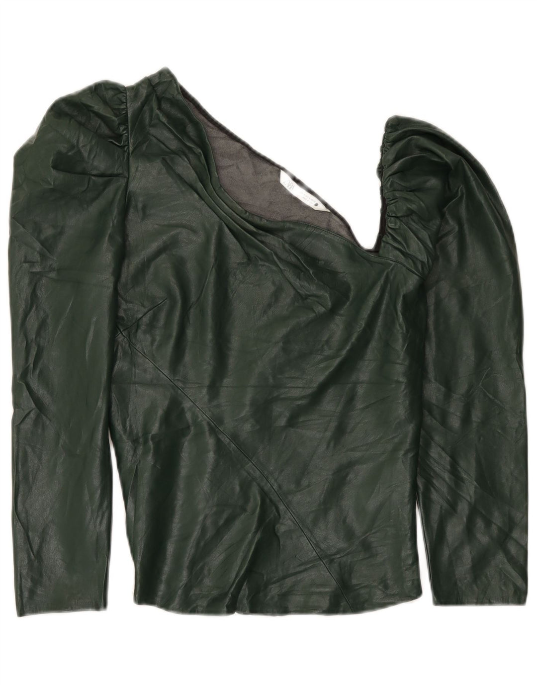 Top monospalla da donna in ecopelle Zara UK 12 Poliuretano verde medio