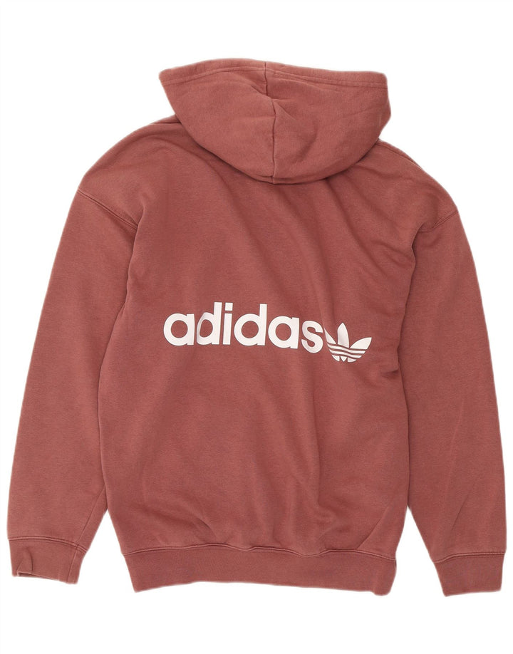 Maglione con cappuccio oversize grafico da donna ADIDAS UK 8 piccolo cotone rosa