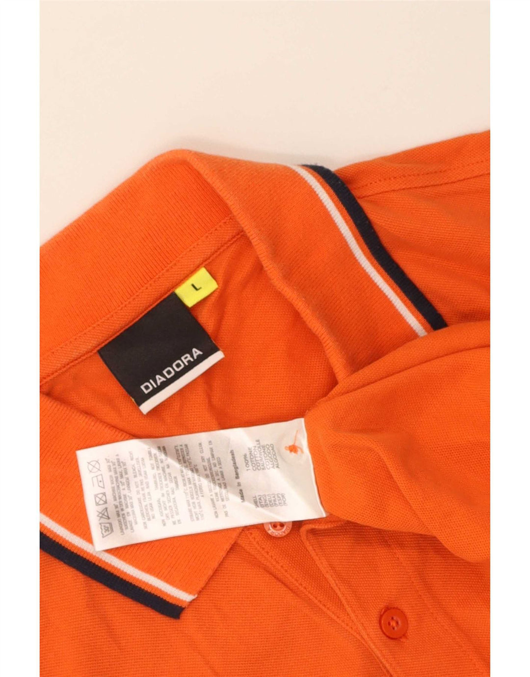 Polo Diadora Uomo Cotone Rigato Grande Arancione