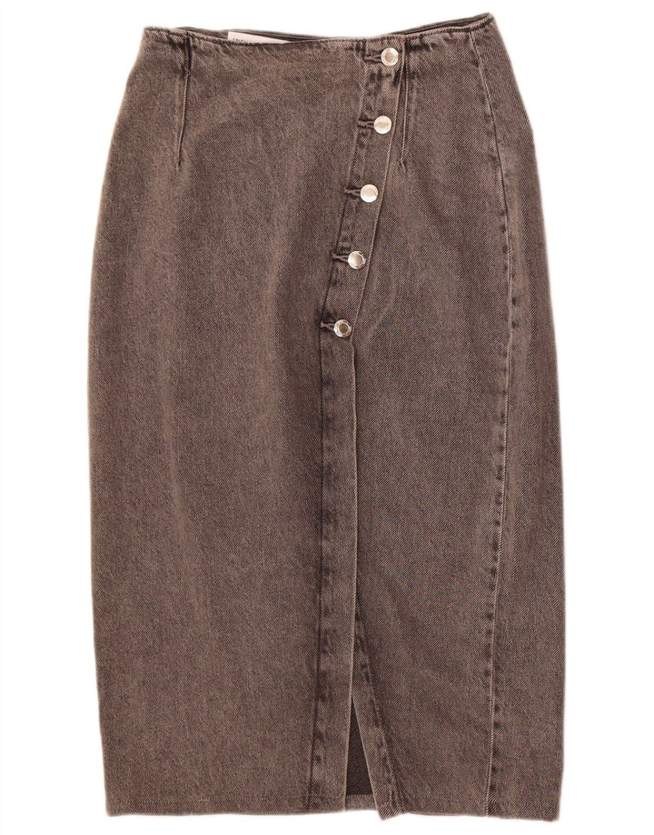Gonna in denim Zara da donna XS W24 in cotone grigio