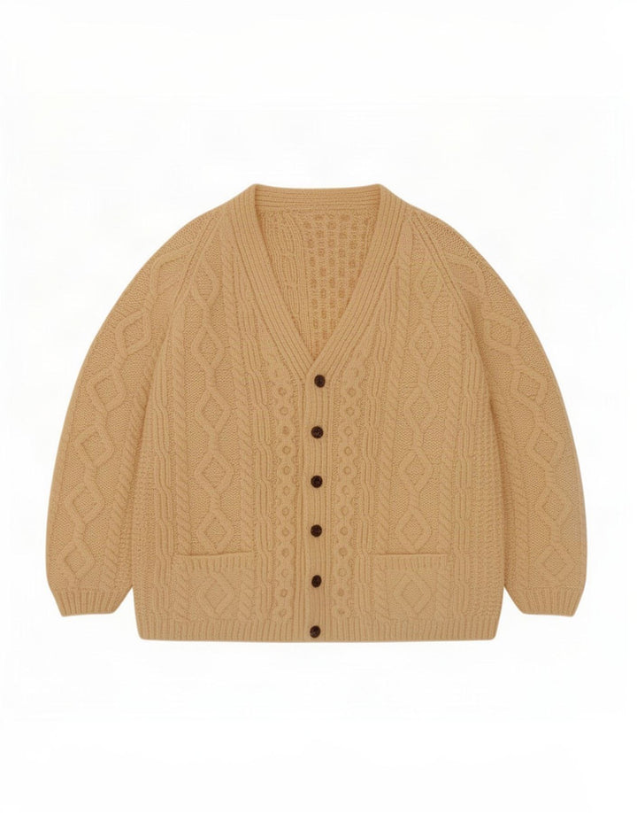 Maglione cardigan da uomo vintage beige medio