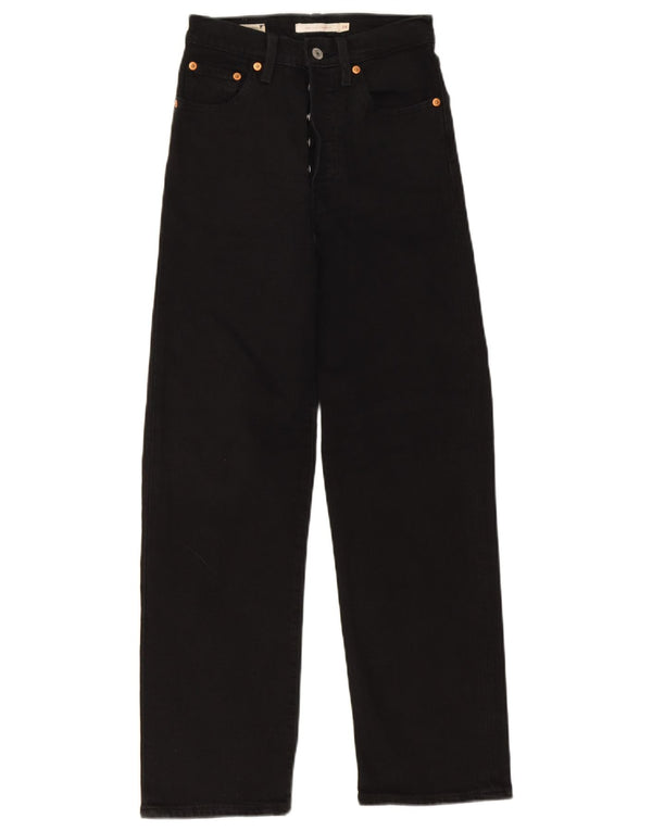 Jeans dritti a vita alta Levi's Ribcage da donna W24 L27 cotone nero