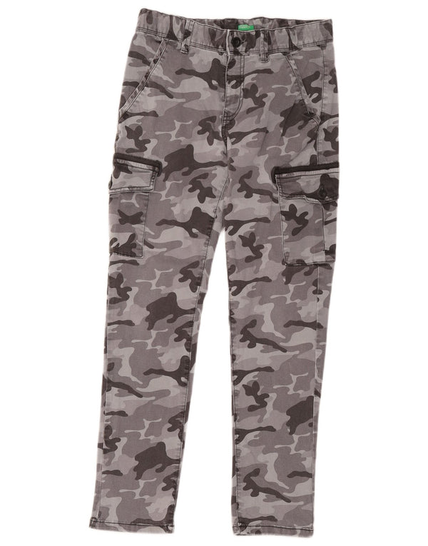 Pantaloni cargo slim da bambino Benetton 11-12 anni W28 L27 grigio mimetico