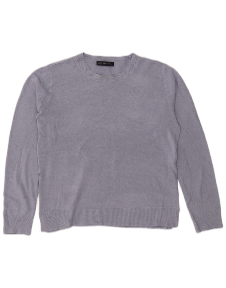 Maglione maglione girocollo da donna Marks & Spencer UK 14 grande viscosa blu