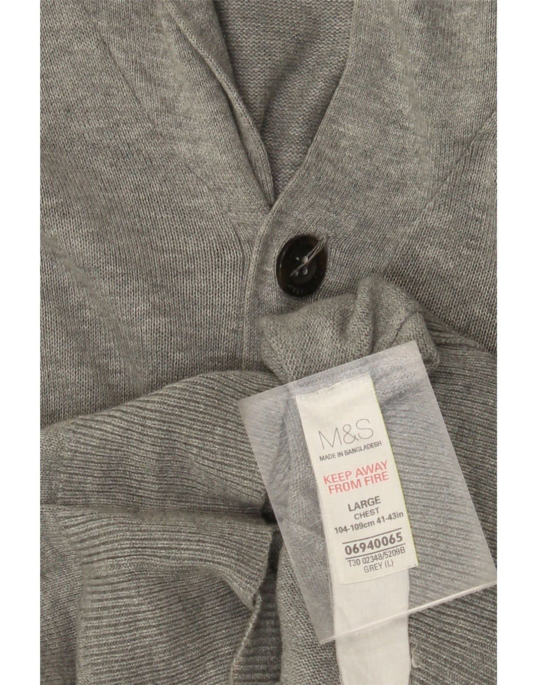 MARKS & SPENCER Maglione cardigan Harbour blu da uomo grande cotone grigio