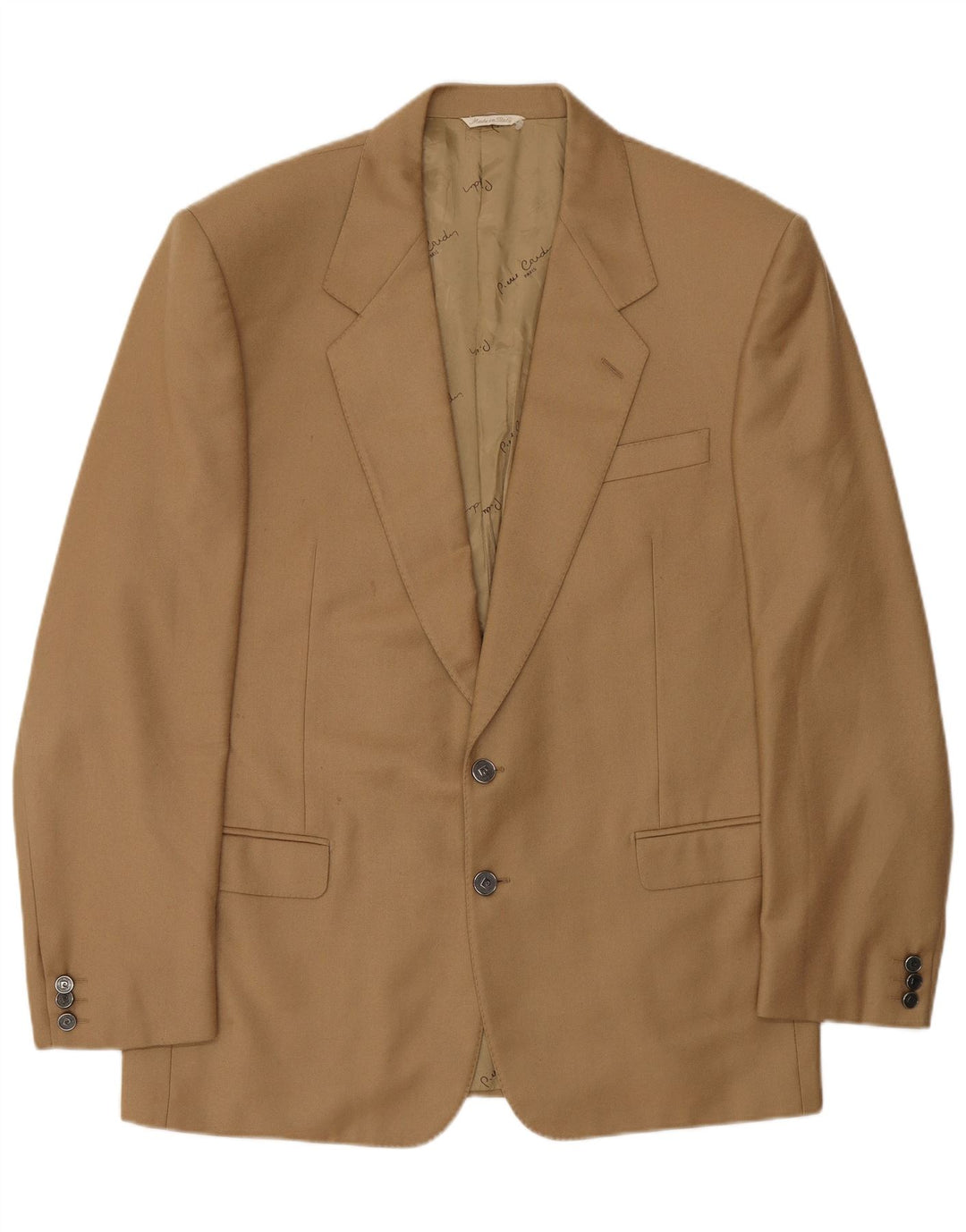 PIERRE CARDIN Giacca blazer da uomo a 2 bottoni UK 40 Large Beige