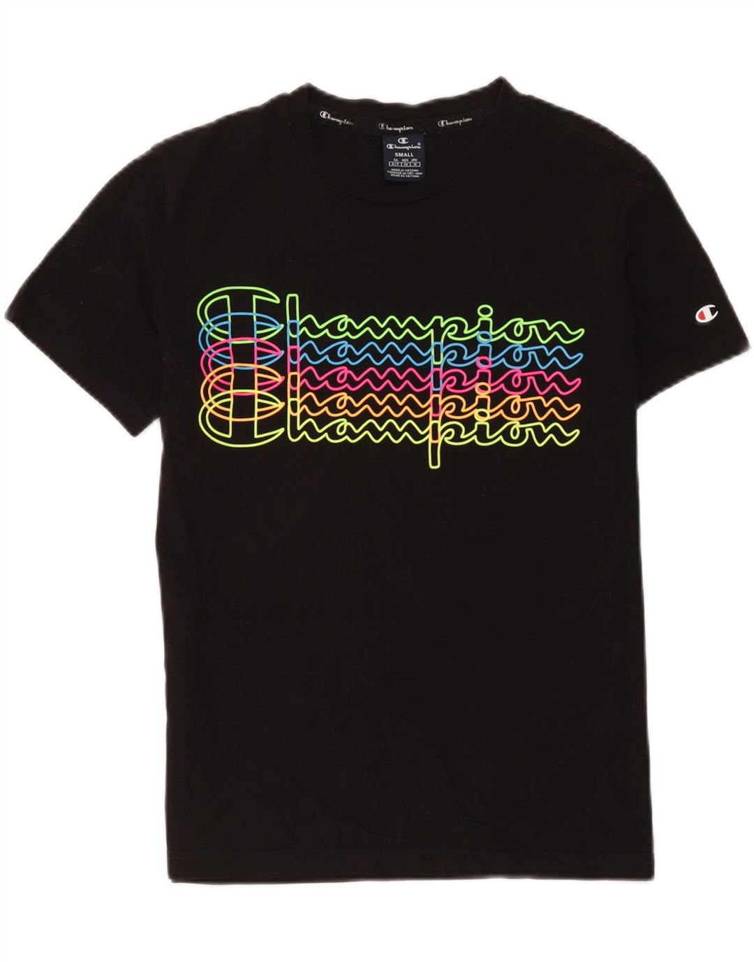 T-shirt grafica da uomo Champion Top piccola nera