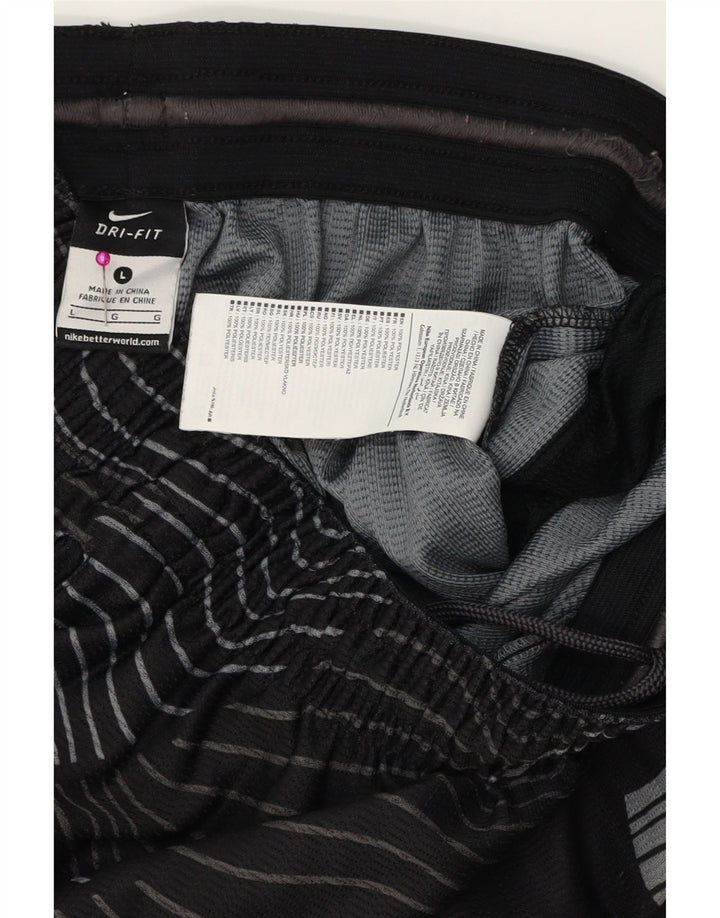 Pantaloncini sportivi NIKE Dri Fit da uomo, grandi, in poliestere geometrico nero