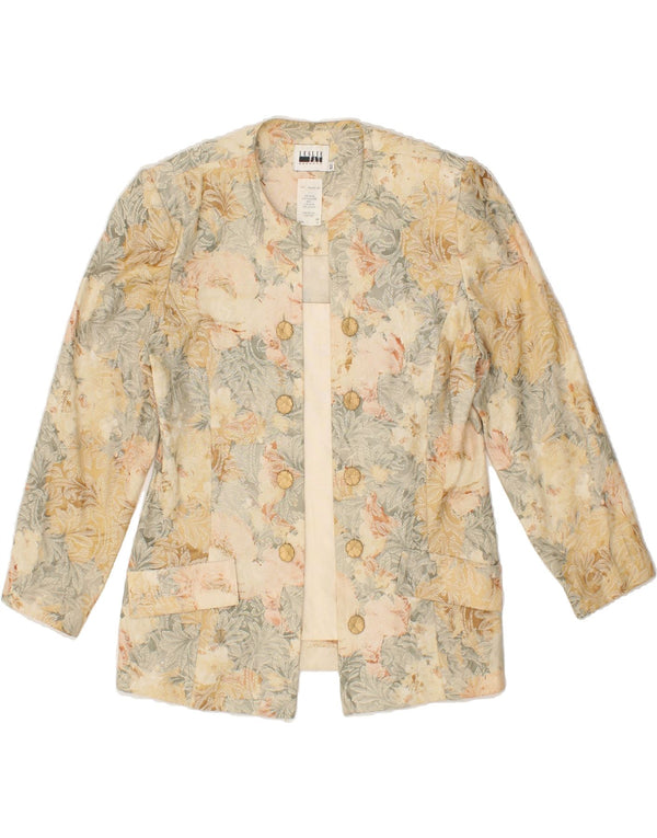 FAY Womens Double Breasted Blazer Jacket UK 12 Medium Multicoloured Floral