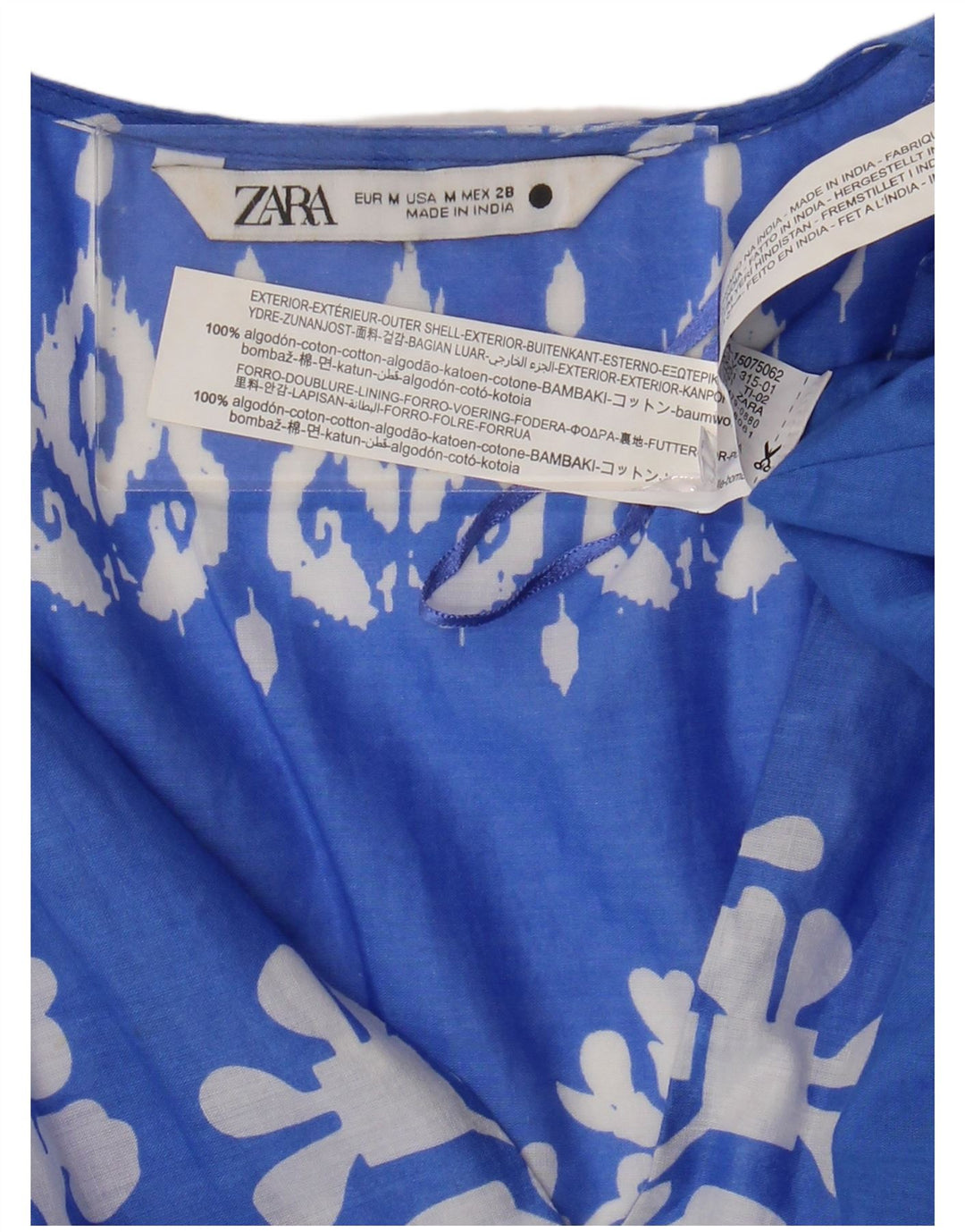 ZARA Abito a trapezio oversize da donna UK 14 Cotone Fair Isle blu medio