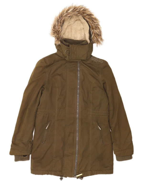 Giacca da donna Superdry The Windparka Sherpa Parka con cappuccio UK 14 Medium Khaki