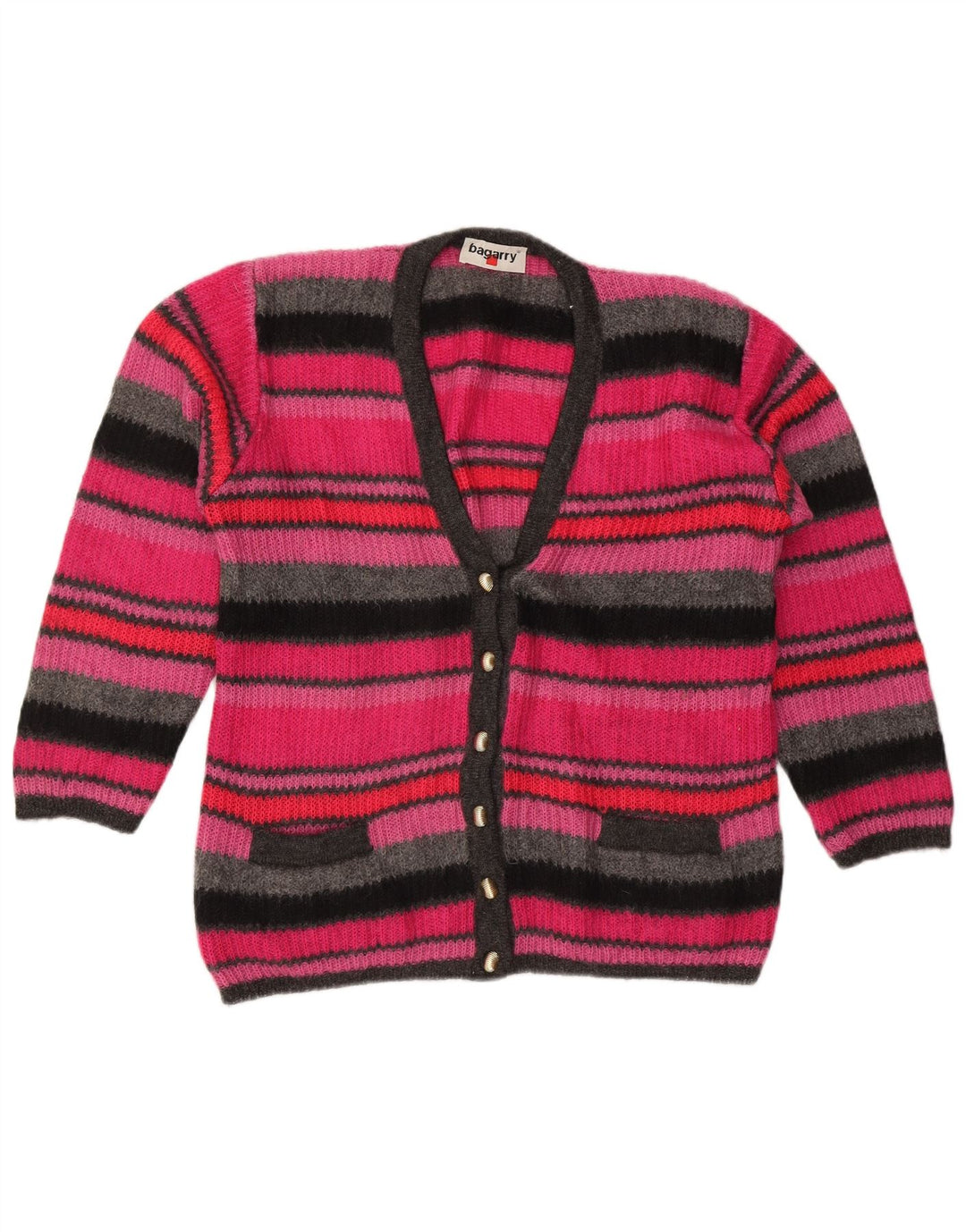 BAGARRY Womens Cardigan Sweater UK 16 Large Pink Striped