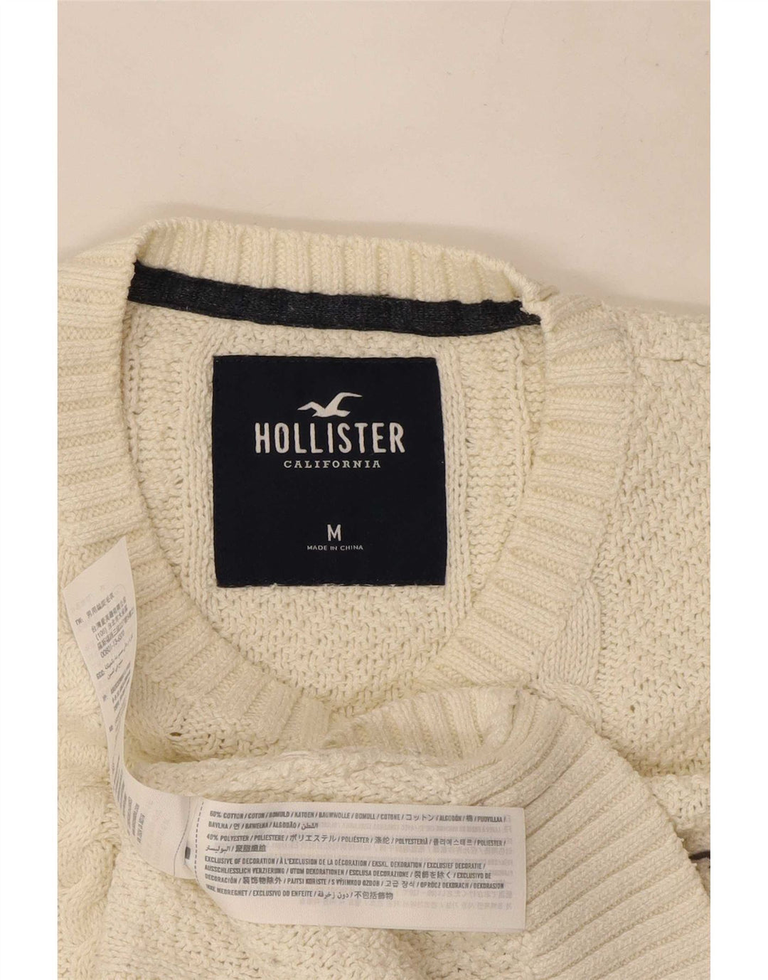 Maglione Hollister da uomo girocollo in cotone beige medio