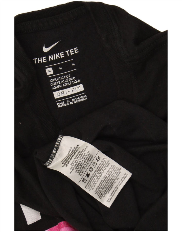 NIKE Mens Dri Fit Graphic T-Shirt Top Medium Black Cotton
