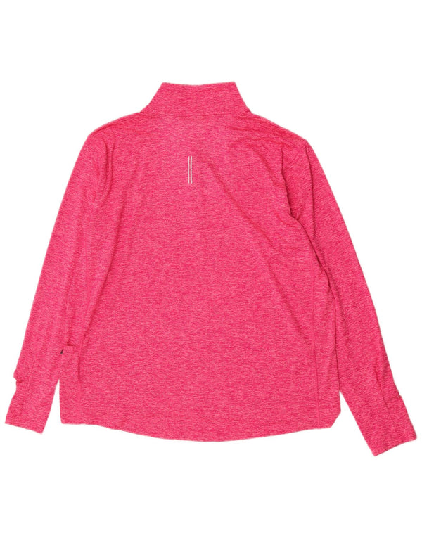 Nike Dri Fit Running Zip Neck Pullover Tuta da Uomo Top XL Rosa Flecked