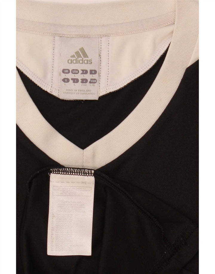 Adidas Uomo Climalite Top Manica Lunga Grande Nero Colourblock Poliestere
