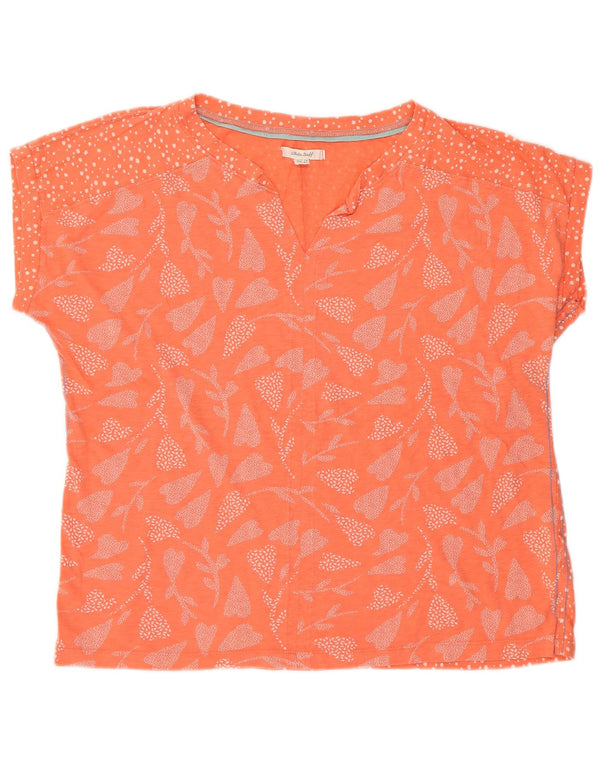 T-shirt da donna White Stuff Top UK 18 XL Cuore di cotone maculato arancione