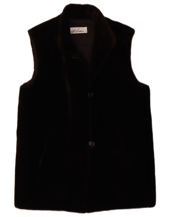 Gilet oversize da donna vintage in pelliccia sintetica EU 38 poliacrilico marrone medio