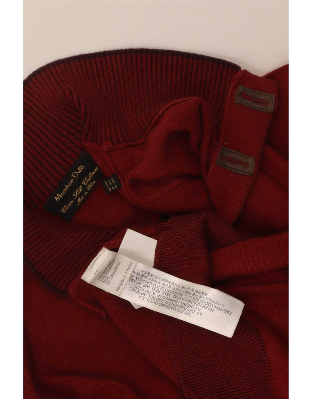 Massimo Dutti Maglione da uomo con collo a bottoni in cotone marrone medio