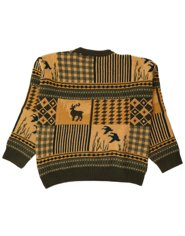 Gun Club Maglione girocollo da uomo con vestibilità novità, verde medio, Fair Isle