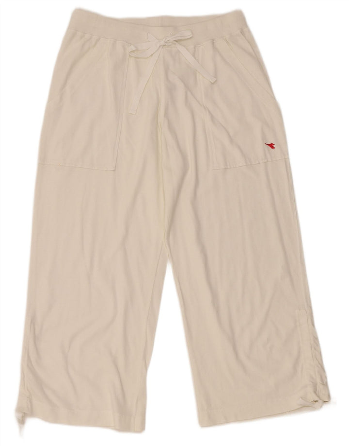 Pantaloni da tuta DIADORA Capri a gamba larga da donna UK 12 Medium Bianco
