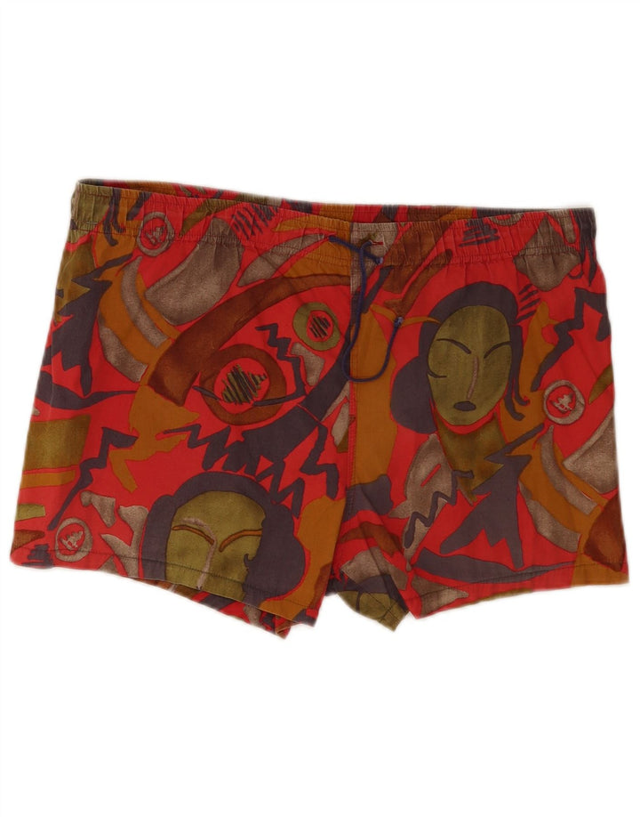 Allen Cox Pantaloncini da bagno da uomo con motivo astratto, grandi, in cotone multicolore