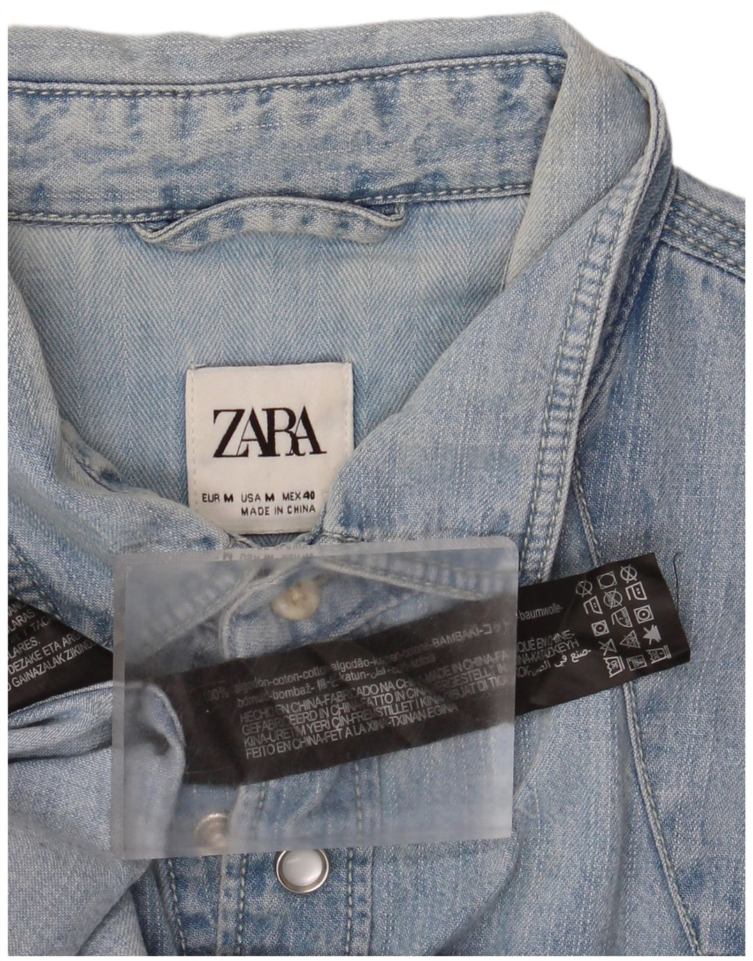 Camicia in denim da uomo Zara in cotone blu medio