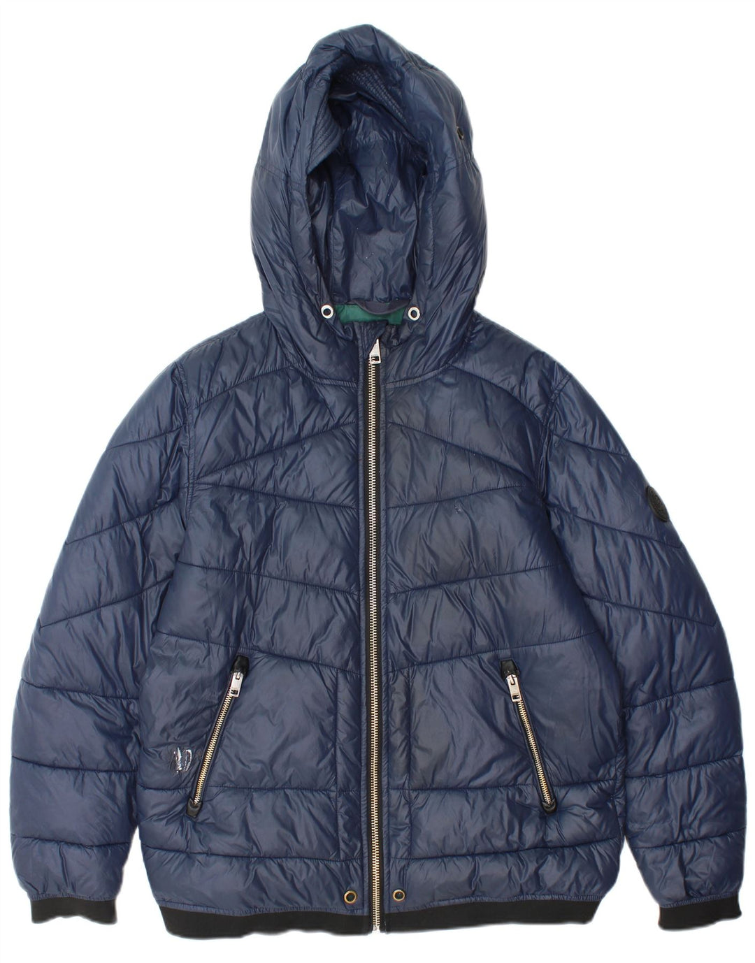 Giacca imbottita con cappuccio da uomo Diesel UK 36 piccola in nylon blu navy