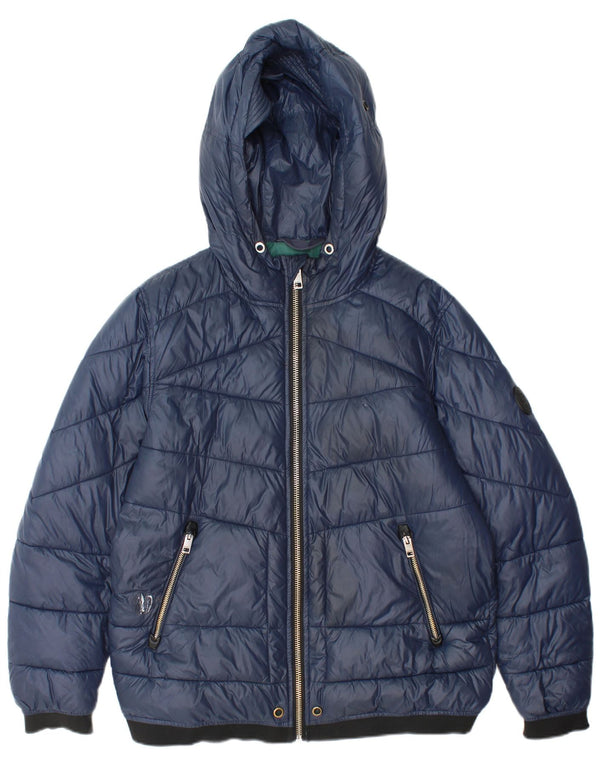 Giacca imbottita con cappuccio da uomo Diesel UK 36 piccola in nylon blu navy