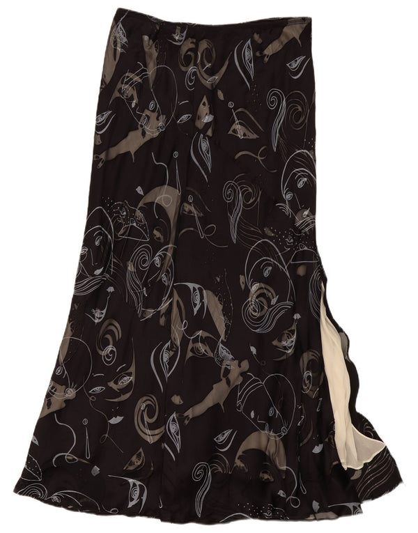 Gonna lunga da donna Fenn Wright Manson UK 16 Large W32 Seta Paisley nera