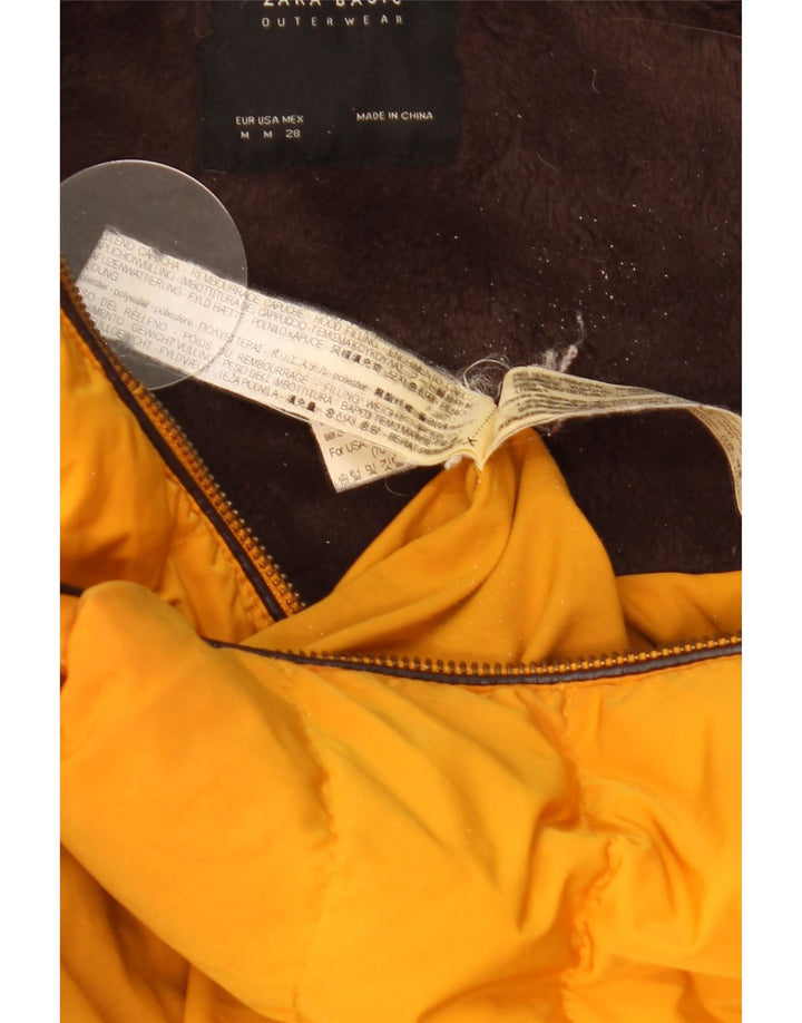 Giacca imbottita con cappuccio da donna Zara UK 12 poliestere giallo medio