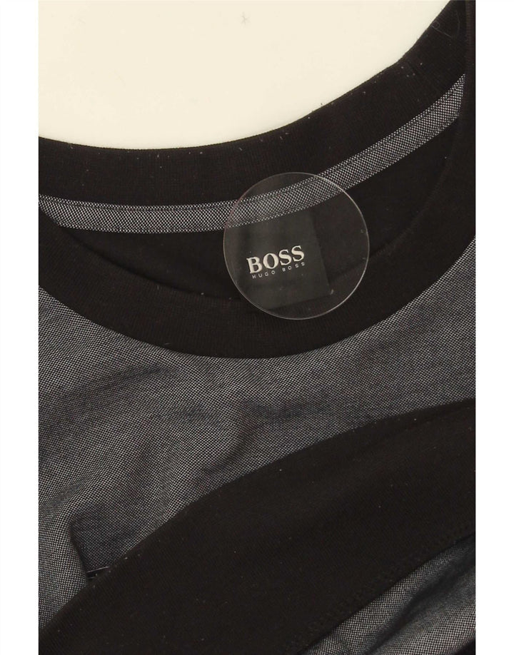 Hugo Boss Felpa grafica da uomo Maglione Cotone color block grigio medio