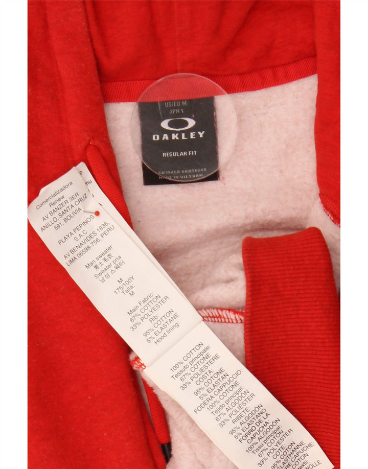 Maglione con cappuccio e zip da uomo Oakley in cotone rosso medio