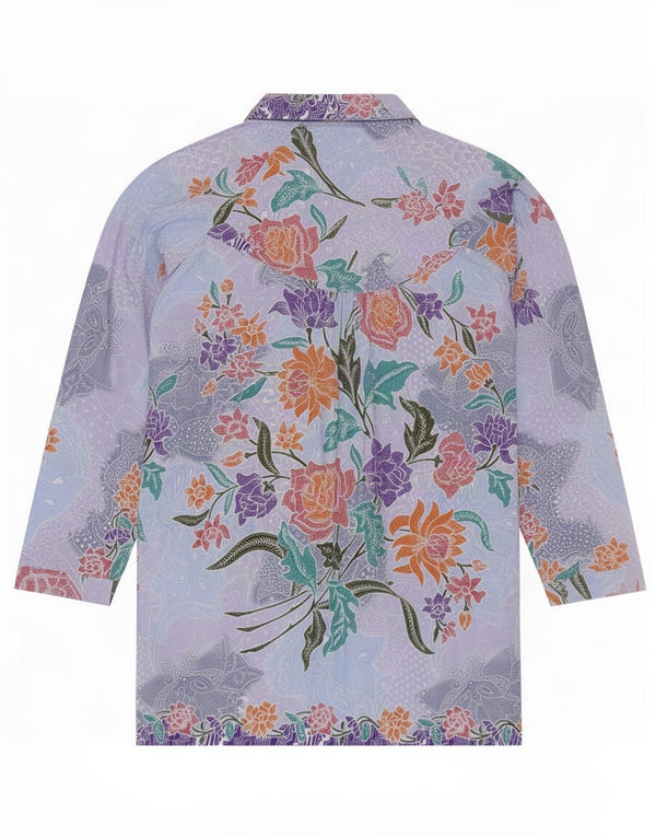 Abito tunica vintage da donna UK 14 floreale viola medio